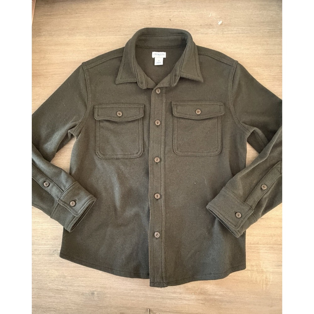 Crewcuts Boys Thick Long Sleeve Button Up Khaki Shirt Jacket